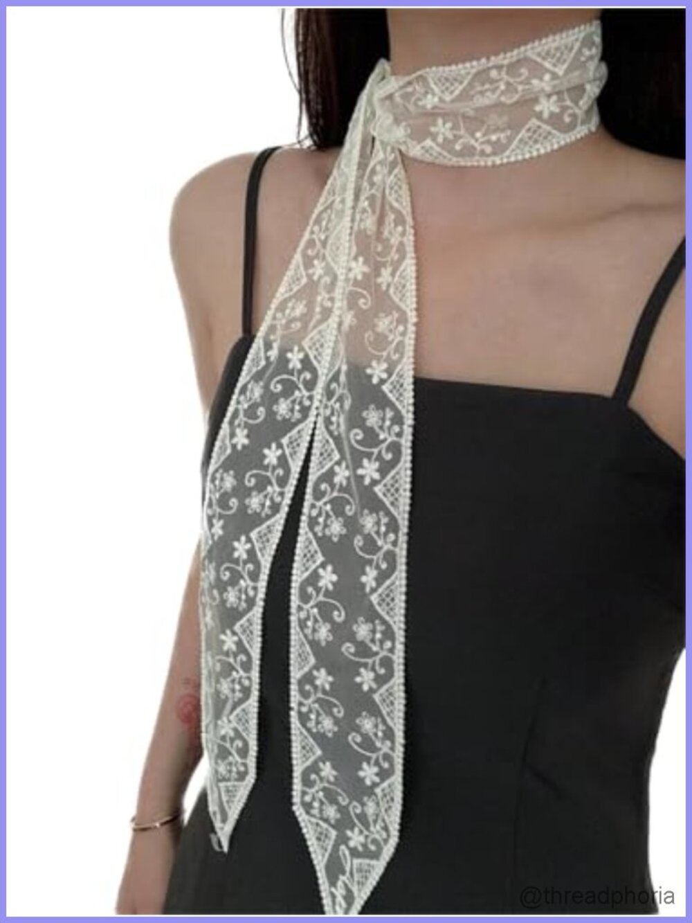 Lace Sheer Mesh Scarf for Women Lightweight Thin Scarf